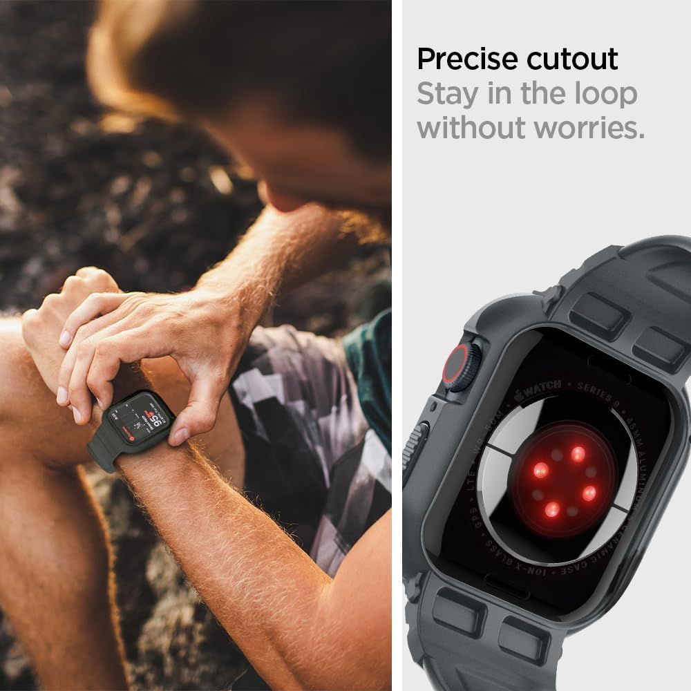 REMIENOK SPIGEN RUGGED ARMOR ”PRO” APPLE WATCH 4 / 5 / 6 / 7 / 8 / 9 / SE (44 / 45 MM) DARK GREY