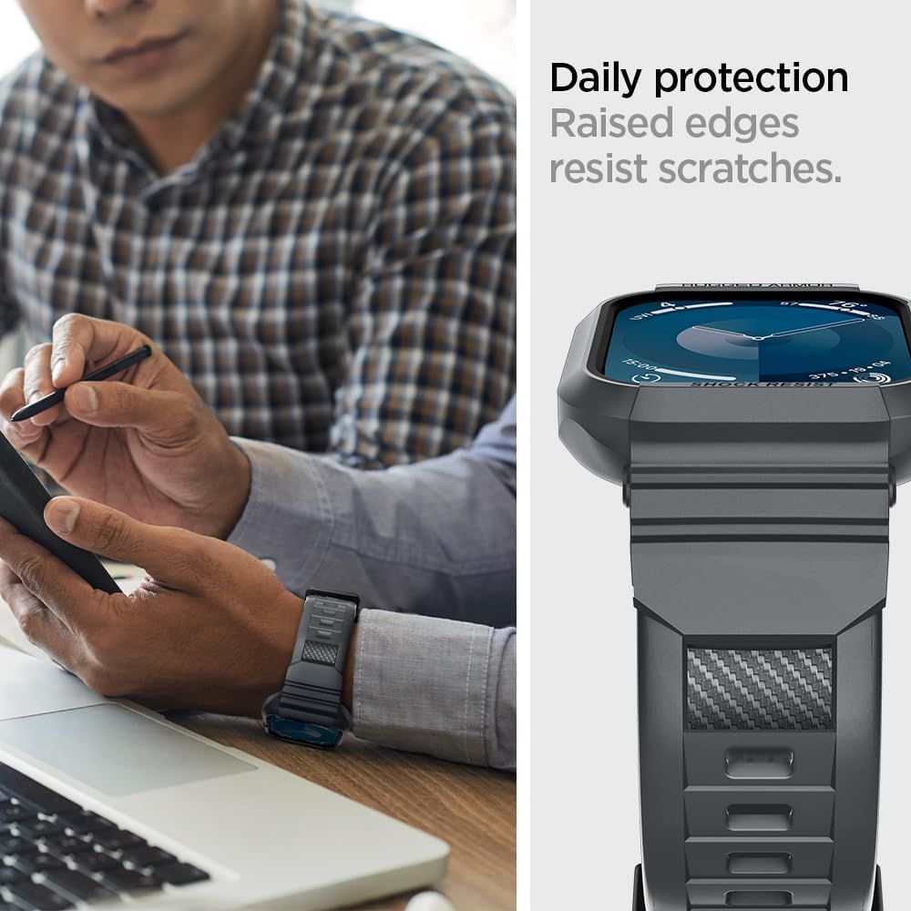 REMIENOK SPIGEN RUGGED ARMOR ”PRO” APPLE WATCH 4 / 5 / 6 / 7 / 8 / 9 / SE (44 / 45 MM) DARK GREY