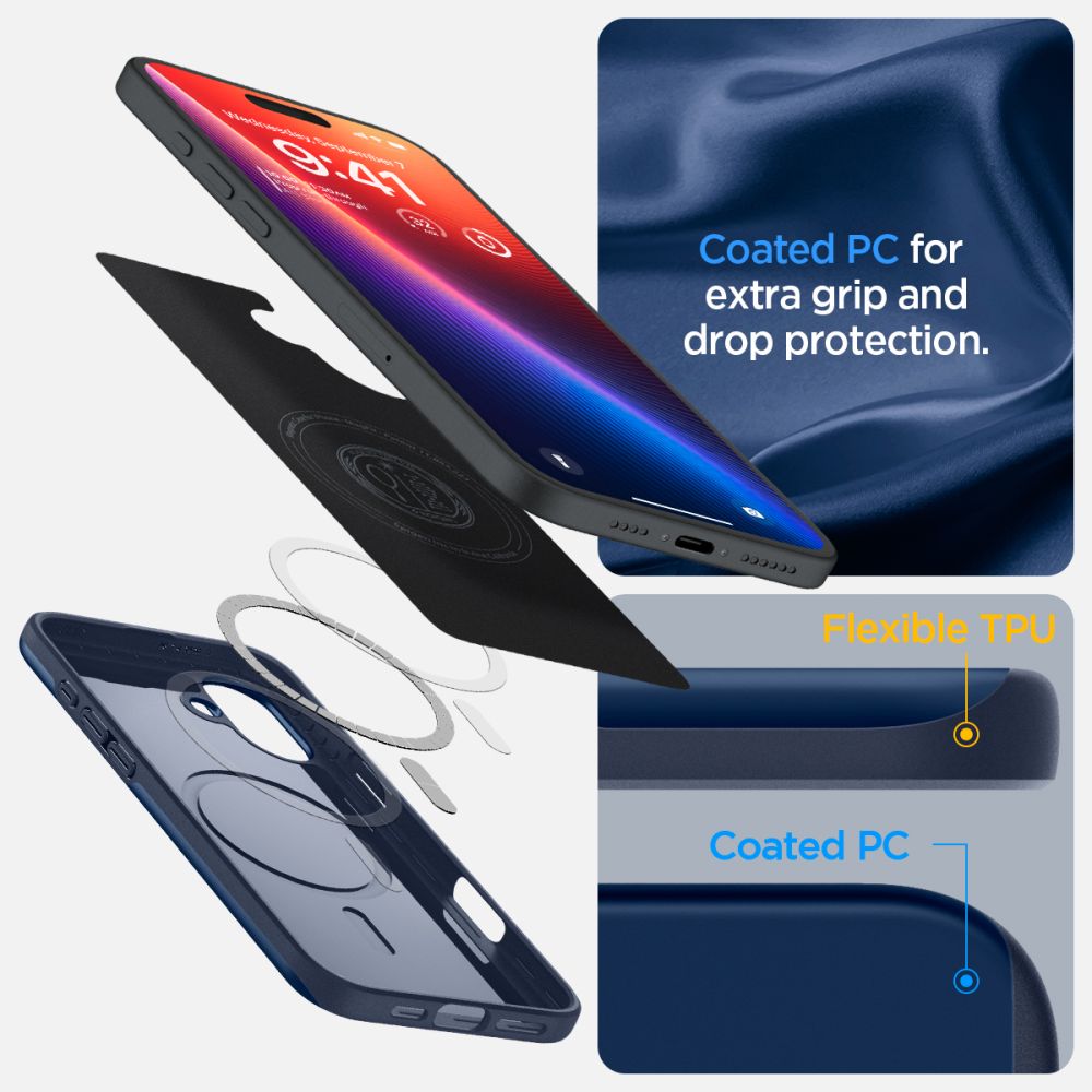  SPIGEN THIN FIT MAG MAGSAFE IPHONE 16 TAMNO PLAVA