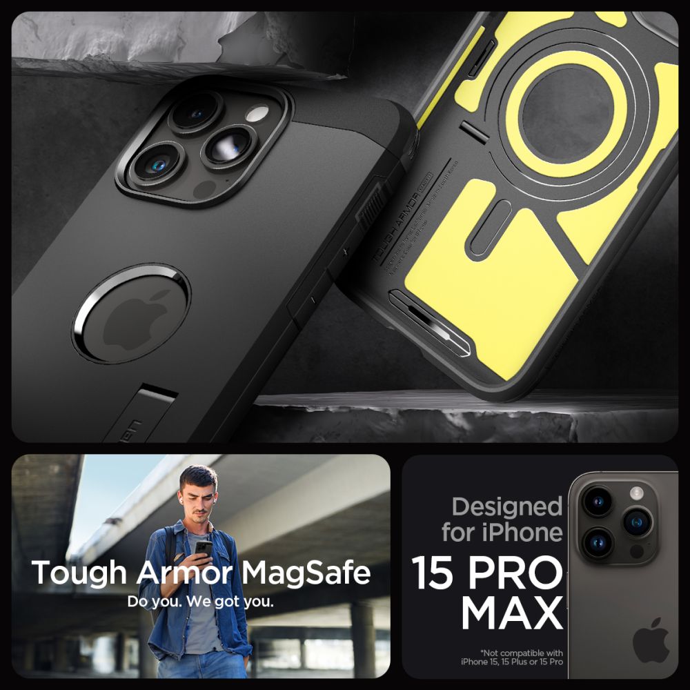 KRYT SPIGEN TOUGH ARMOR MAG MAGSAFE IPHONE 15 PRO MAX BLACK