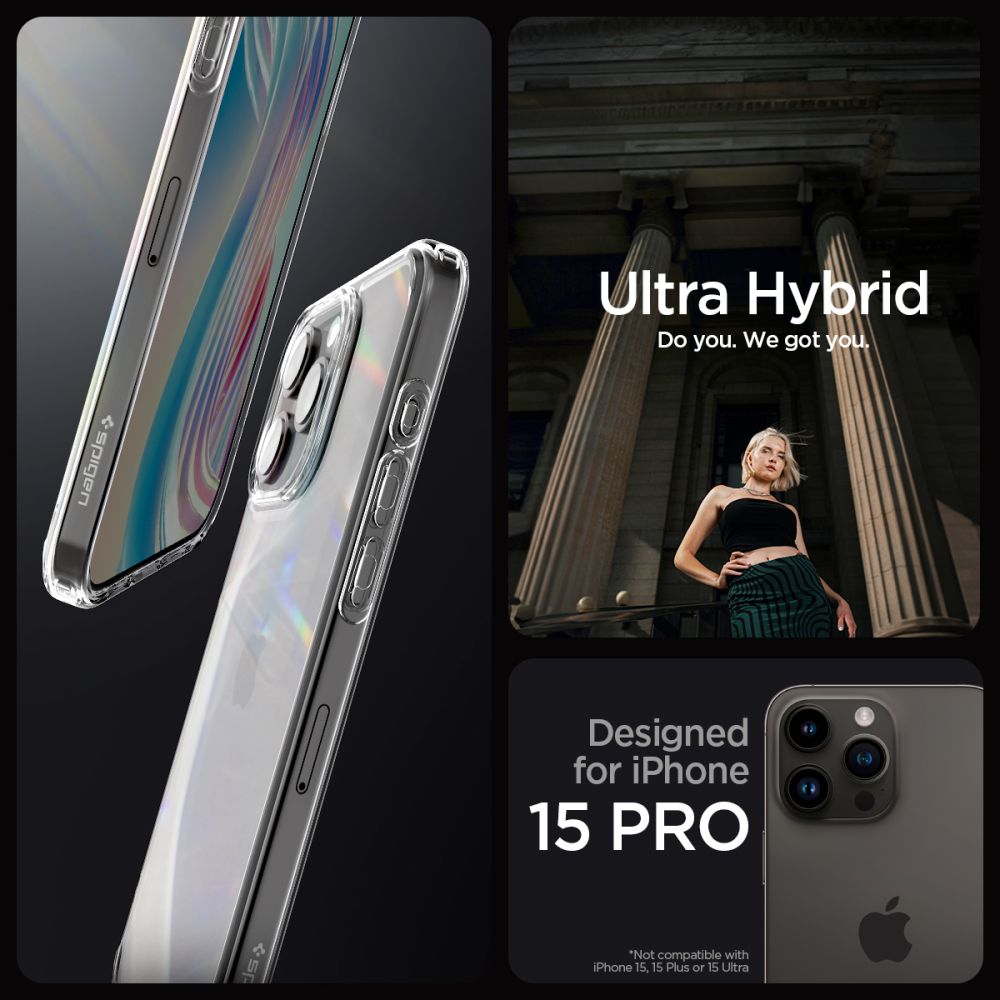 KRYT SPIGEN ULTRA HYBRID IPHONE 15 PRO CRYSTAL CLEAR