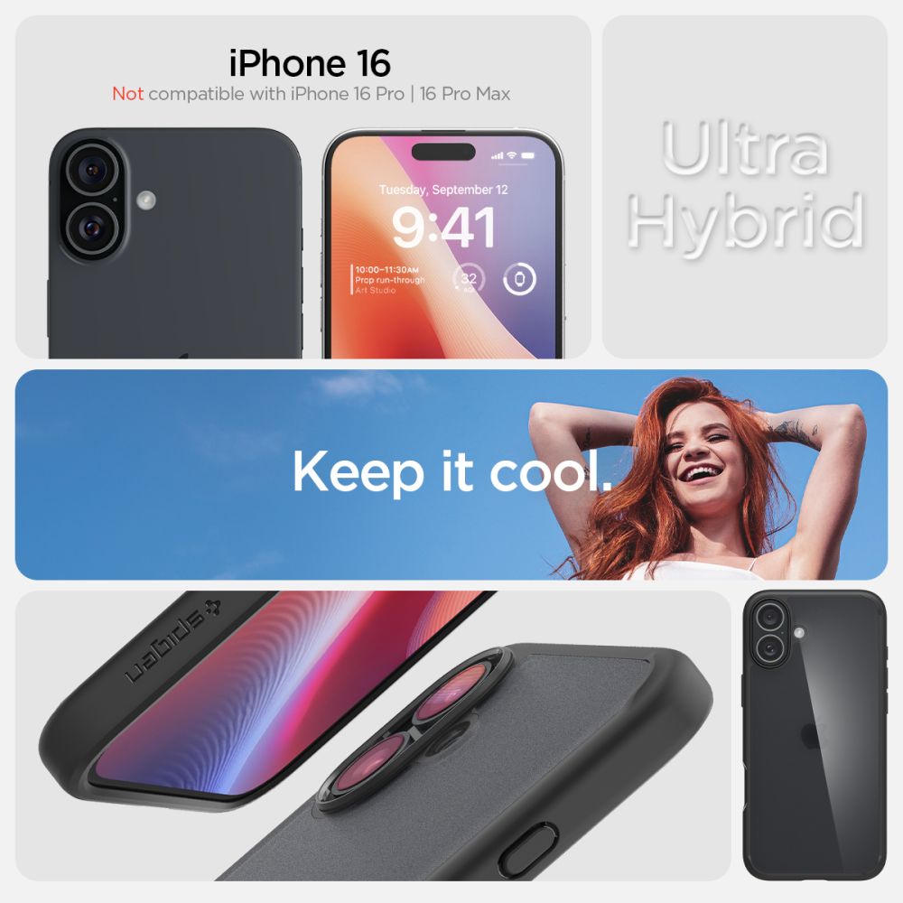  SPIGEN ULTRA HYBRID IPHONE 16 FROST BLACK