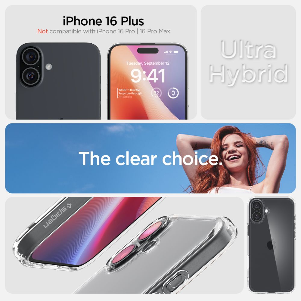 KRYT SPIGEN ULTRA HYBRID IPHONE 16 PLUS CRYSTAL CLEAR