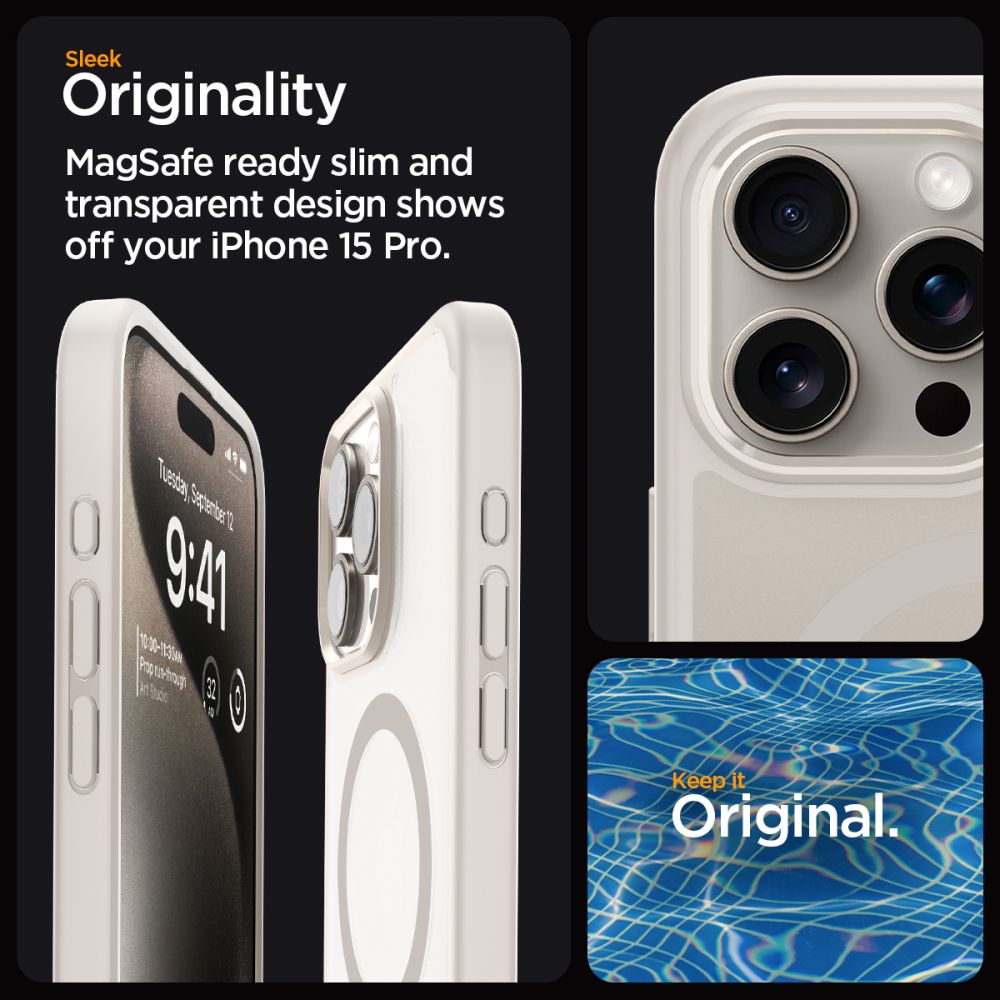 KRYT SPIGEN ULTRA HYBRID MAG MAGSAFE IPHONE 15 PRO FROST NATURAL TITANIUM