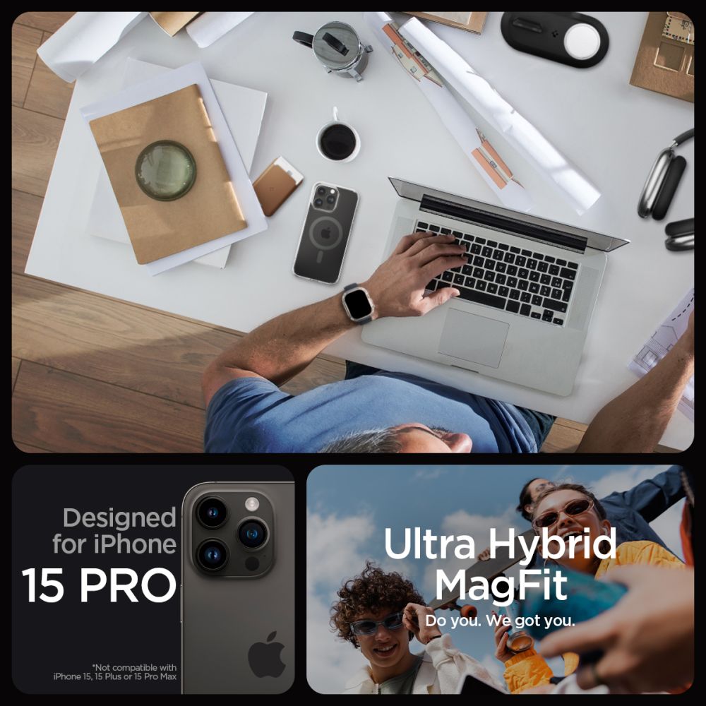 KRYT SPIGEN ULTRA HYBRID MAG MAGSAFE IPHONE 15 PRO GRAPHITE