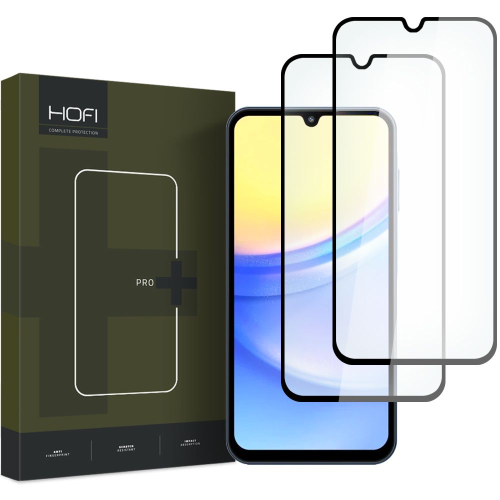 TVRĐENO STAKLO HOFI GLASS PRO+ 2-PACK GALAXY A15 4G / 5G / A25 5G CRNA 