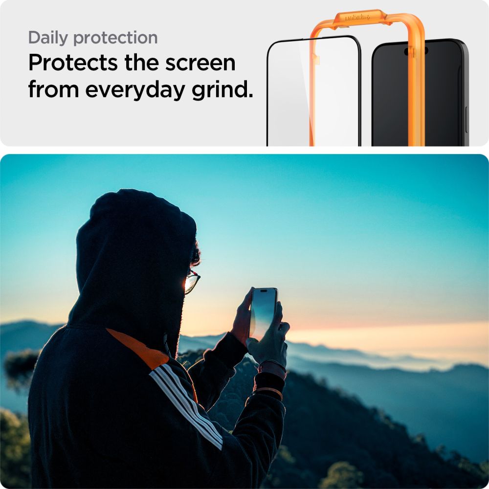 TVRĐENO STAKLO SPIGEN ALM GLASS FC 2-PACK IPHONE 15 PRO CRNA 