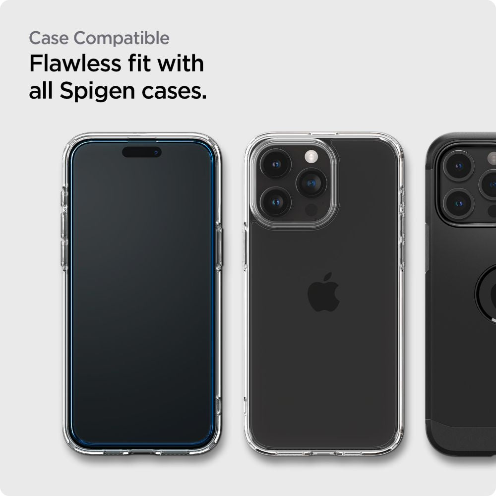 TVRĐENO STAKLO SPIGEN ALM GLASS FC 2-PACK IPHONE 15 PRO CRNA 