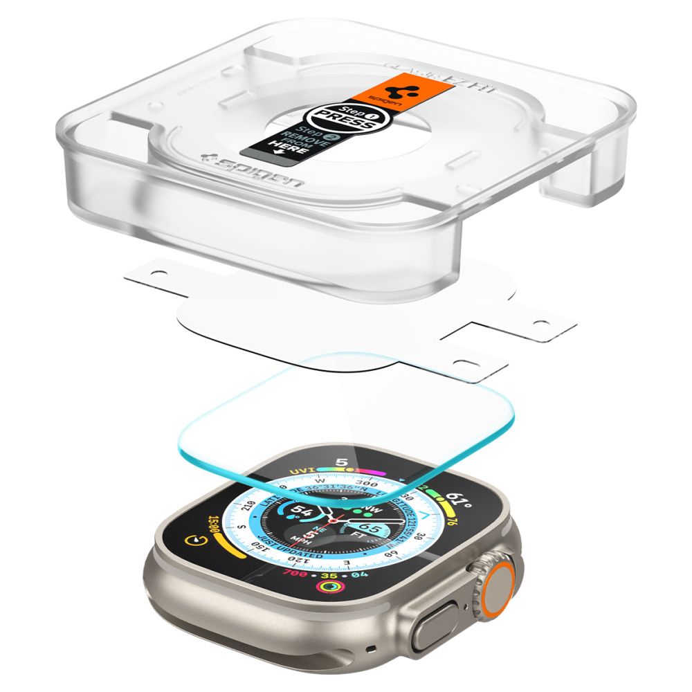2X TVRDENÉ SKLO NA APPLE WATCH ULTRA 49 MM SPIGEN GLAS.TR ”EZ FIT” 2-PACK CLEAR