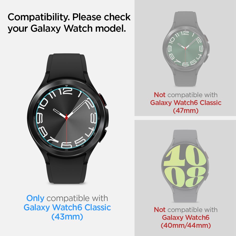 KALJENO STEKLO SPIGEN GLAS.TR ”EZ-FIT” 2-PACK GALAXY WATCH 6 CLASSIC (43 MM) PROZORNO
