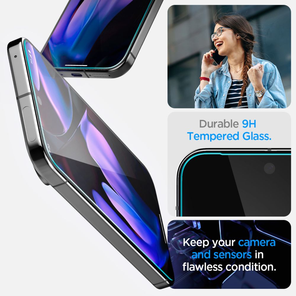 TVRĐENO STAKLO SPIGEN GLAS.TR "EZ FIT" 2-PACK GOOGLE PIXEL 9 / 9 PRO PROZIRNO