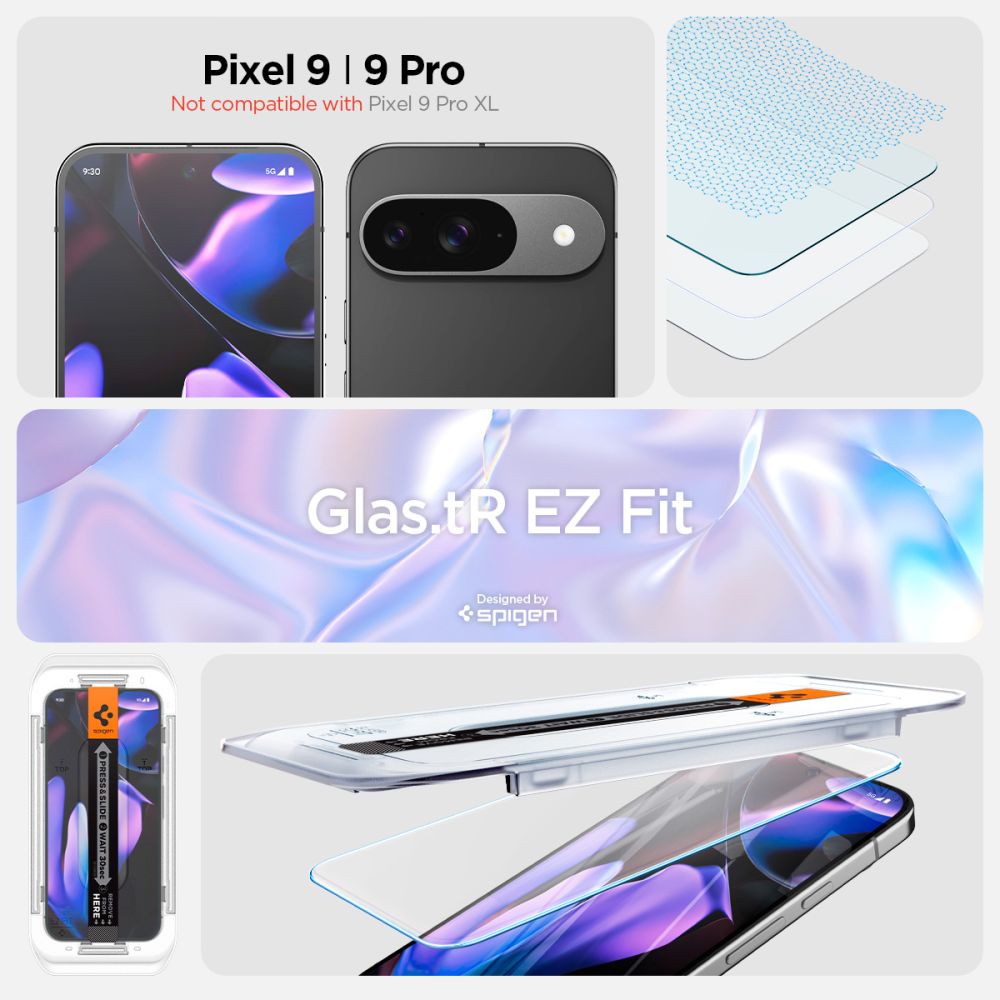 TVRĐENO STAKLO SPIGEN GLAS.TR "EZ FIT" 2-PACK GOOGLE PIXEL 9 / 9 PRO PROZIRNO