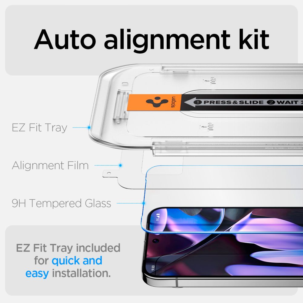 TVRĐENO STAKLO SPIGEN GLAS.TR "EZ FIT" 2-PACK GOOGLE PIXEL 9 / 9 PRO PROZIRNO