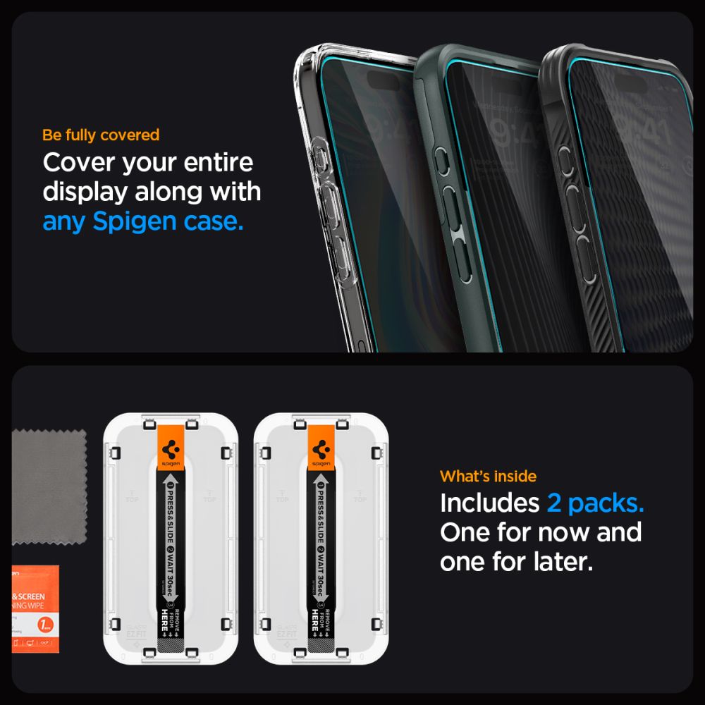 TVRĐENO STAKLO SPIGEN GLAS.TR ”EZ FIT” 2-PACK IPHONE 15 PLUS PRIVATNOST