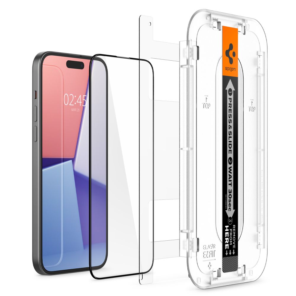 TVRĐE STAKLO SPIGEN GLAS.TR "EZ FIT" FC IPHONE 15 CRNA 