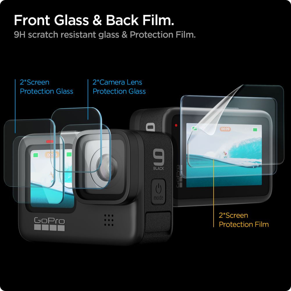 TVRDENÉ SKLO SPIGEN GLAS.TR SLIM + FILM 2-SET GOPRO HERO 9 / 10 / 11 / 12 CLEAR