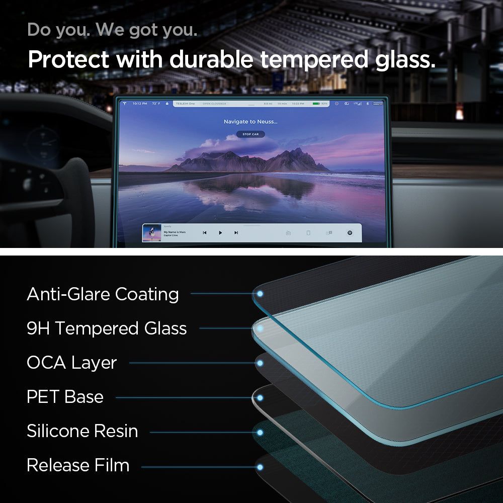 TVRDENÉ SKLO  SPIGEN GLASS FC ”EZ FIT” TESLA MODEL X 2022 / MODEL S 2021 BLACK