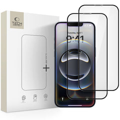 TVRĐENO STAKLO TECH-PROTECT  FIT+ 2-PACK IPHONE 13 / 13 PRO / 14 / 16E CRNA