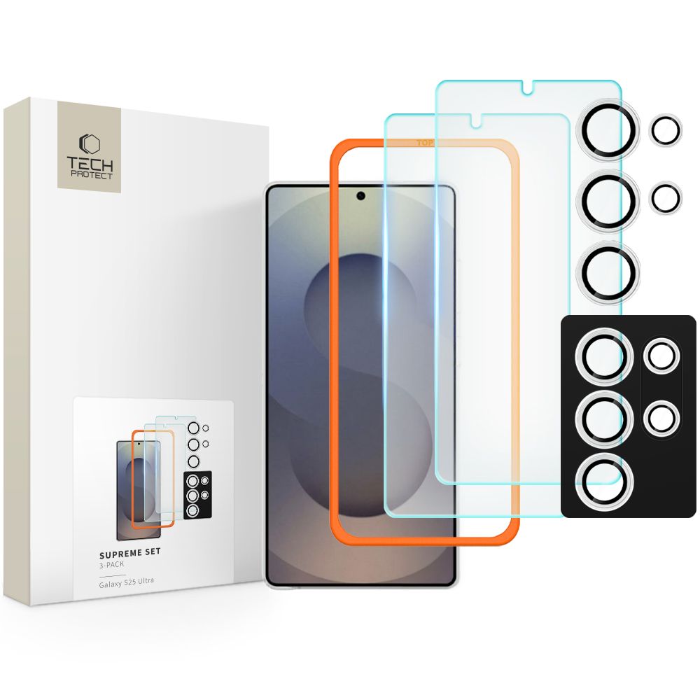 TVRĐENO STAKLO TECH-PROTECT SUPREME SET 3-PACK GALAXY S25 ULTRA JASNO 