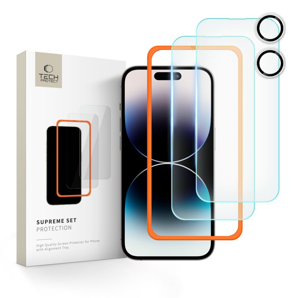 TVRĐENO STAKLO TECH-PROTECT SUPREME SET 3-PACK IPHONE 16 PLUS PROZIRNO