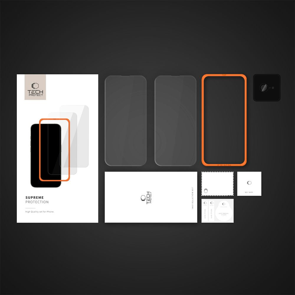 TVRĐENO STAKLO TECH-PROTECT SUPREME SET 3-PACK IPHONE 16E PROZIRNO