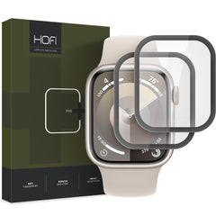 2X OJAČANO STAKLO ZA APPLE WATCH 7 / 8 / 9 (41 MM) HOFI HYBRID PRO+ 2-PACK CRNA