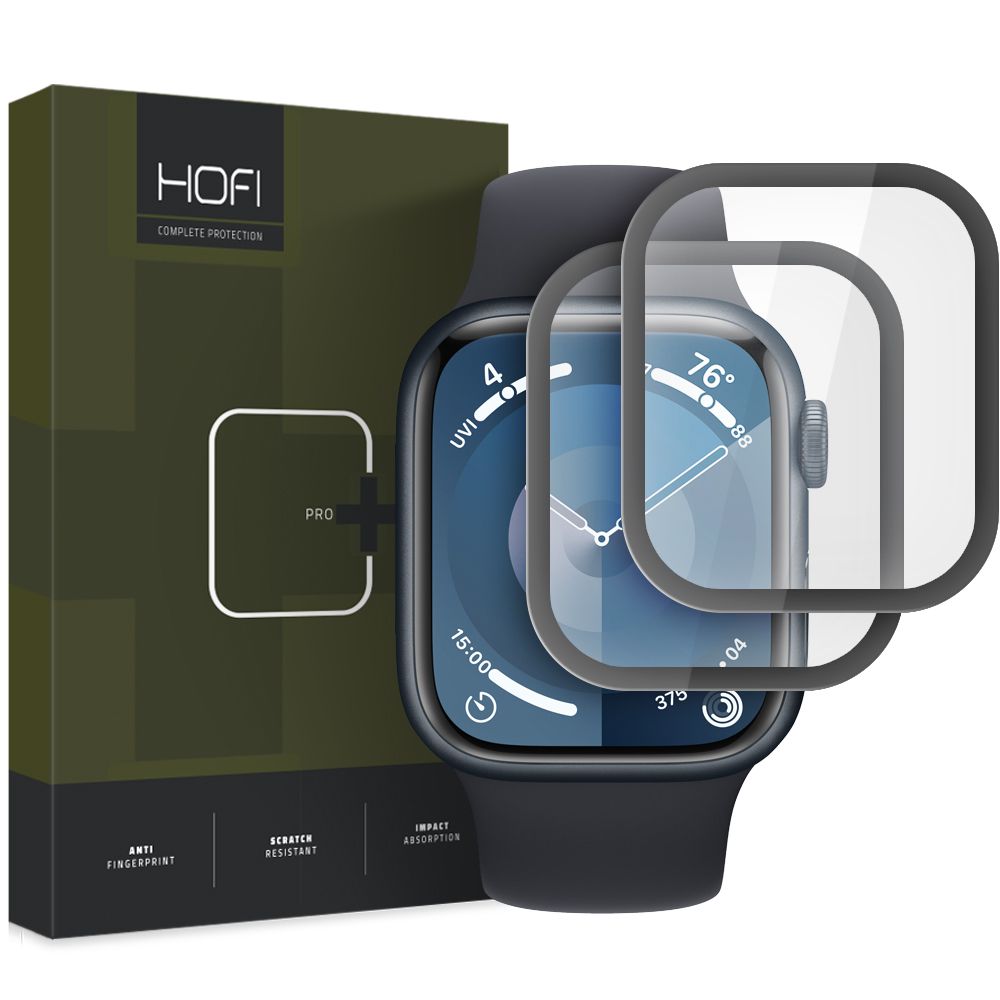 2X TVRDENÉ SKLO NA APPLE WATCH 7 / 8 / 9 (45 MM) HOFI HYBRID PRO+ 2-PACK BLACK