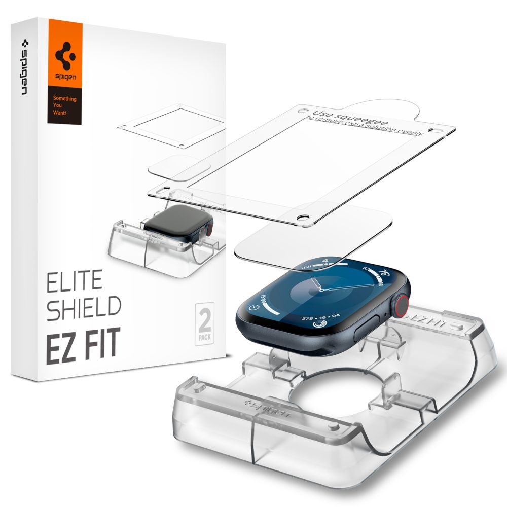 TVRDENÉ SKLO SPIGEN ELITE SHIELD ”EZ FIT” 2-PACK APPLE WATCH 10 (46 MM) CLEAR