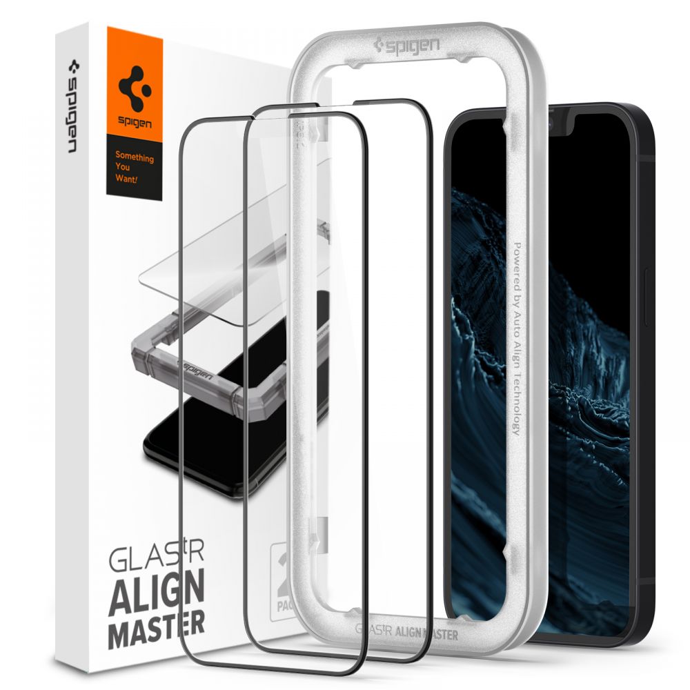 2X TVRDENÉ SKLO  SPIGEN ALM GLASS FC 2-PACK IPHONE 13 / 13 PRO BLACK