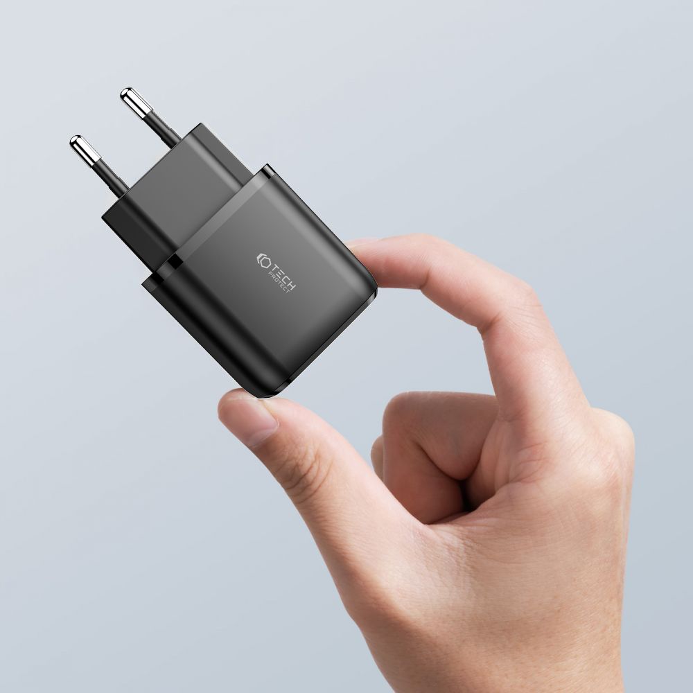 MREŽNI PUNJAČ ZA MOBILNE TELEFONE I TABLETE TECH-PROTECT C20W 2-PORT MREŽNI PUNJAČ PD20W/QC3.0 CRNI