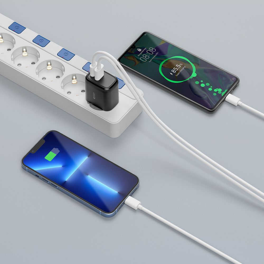 MREŽNI PUNJAČ ZA MOBILNE TELEFONE I TABLETE TECH-PROTECT C20W 2-PORT MREŽNI PUNJAČ PD20W/QC3.0 CRNI