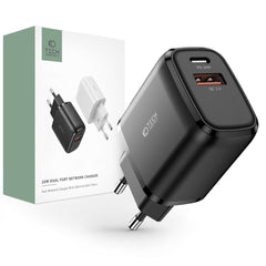 MREŽNI PUNJAČ ZA MOBILNE TELEFONE I TABLETE TECH-PROTECT C20W 2-PORT MREŽNI PUNJAČ PD20W/QC3.0 CRNI