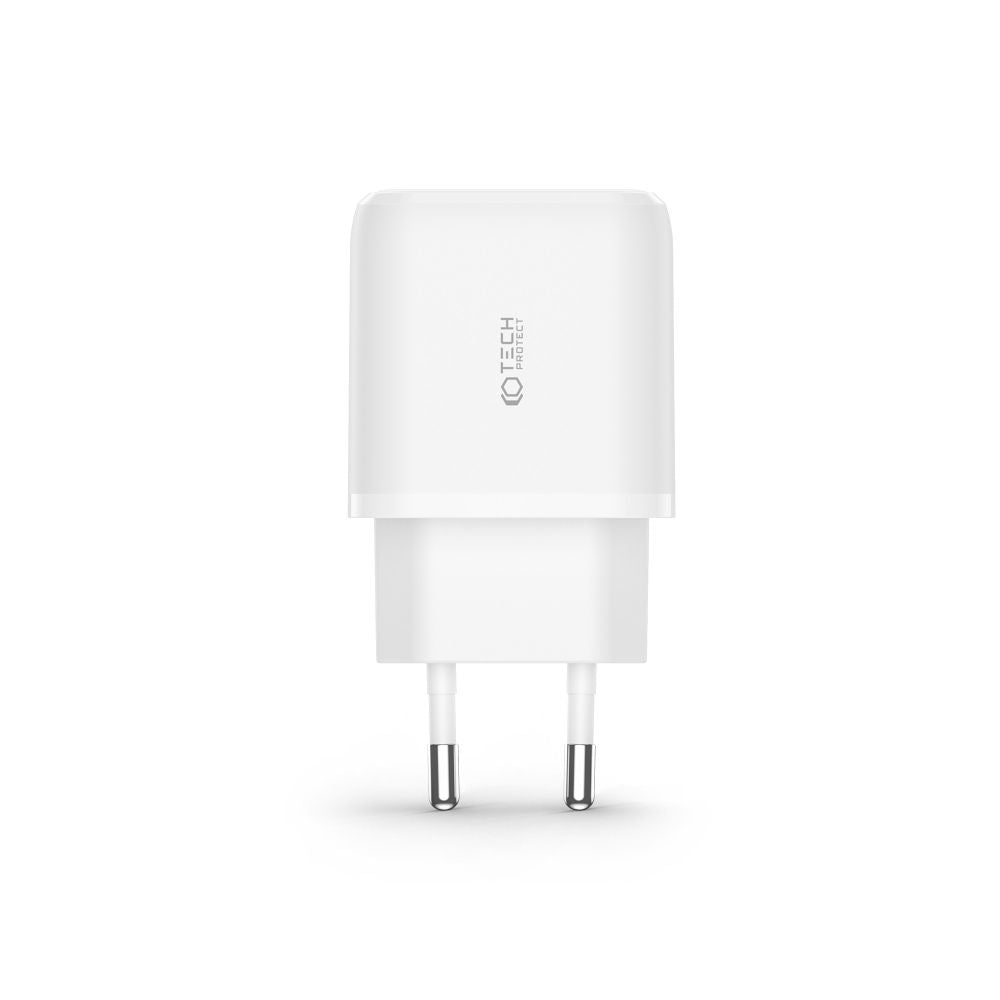 SIEŤOVÁ NABÍJAČKA NA MOBIL A TABLET TECH-PROTECT C20W 2-PORT NETWORK CHARGER PD20W/QC3.0 WHITE