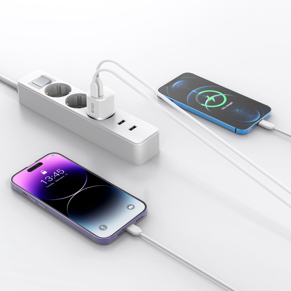 MREŽNI PUNJAČ ZA MOBILNE TELEFONE I TABLETE TECH-PROTECT C20W MINI 2-PORT MREŽNI PUNJAČ PD20W/QC3.0 CRNI