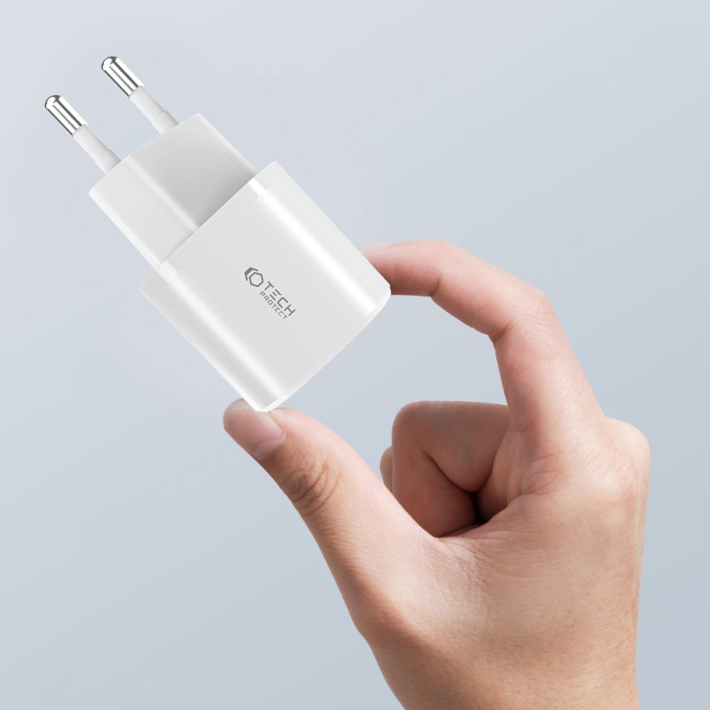 MREŽNI PUNJAČ ZA MOBILNE TELEFONE I TABLETE TECH-PROTECT C20W MINI 2-PORT MREŽNI PUNJAČ PD20W/QC3.0 CRNI