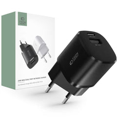 MREŽNI PUNJAČ ZA MOBILNE TELEFONE I TABLETE TECH-PROTECT C20W MINI 2-PORT MREŽNI PUNJAČ PD20W/QC3.0 CRNI