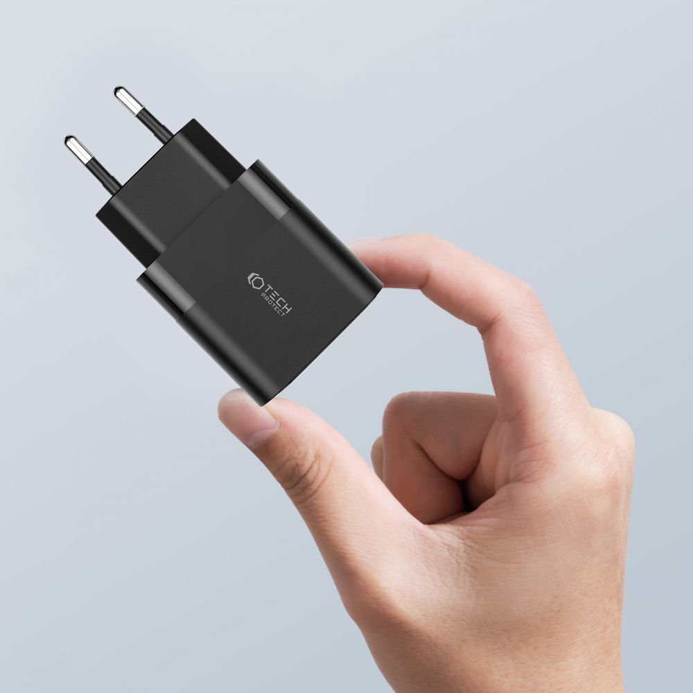 MREŽNI PUNJAČ ZA MOBILNE TELEFONE I TABLETE TECH-PROTECT C30W 2-PORT MREŽNI PUNJAČ PD30W/QC3.0 CRNI