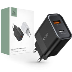 MREŽNI PUNJAČ ZA MOBILNE TELEFONE I TABLETE TECH-PROTECT C30W 2-PORT MREŽNI PUNJAČ PD30W/QC3.0 CRNI