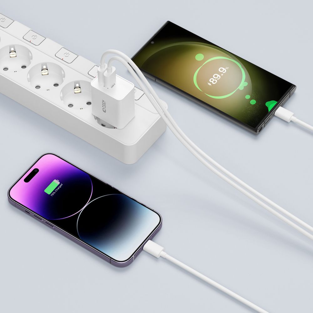 SIEŤOVÁ NABÍJAČKA NA MOBIL A TABLET TECH-PROTECT C35W 2-PORT NETWORK CHARGER PD35W WHITE
