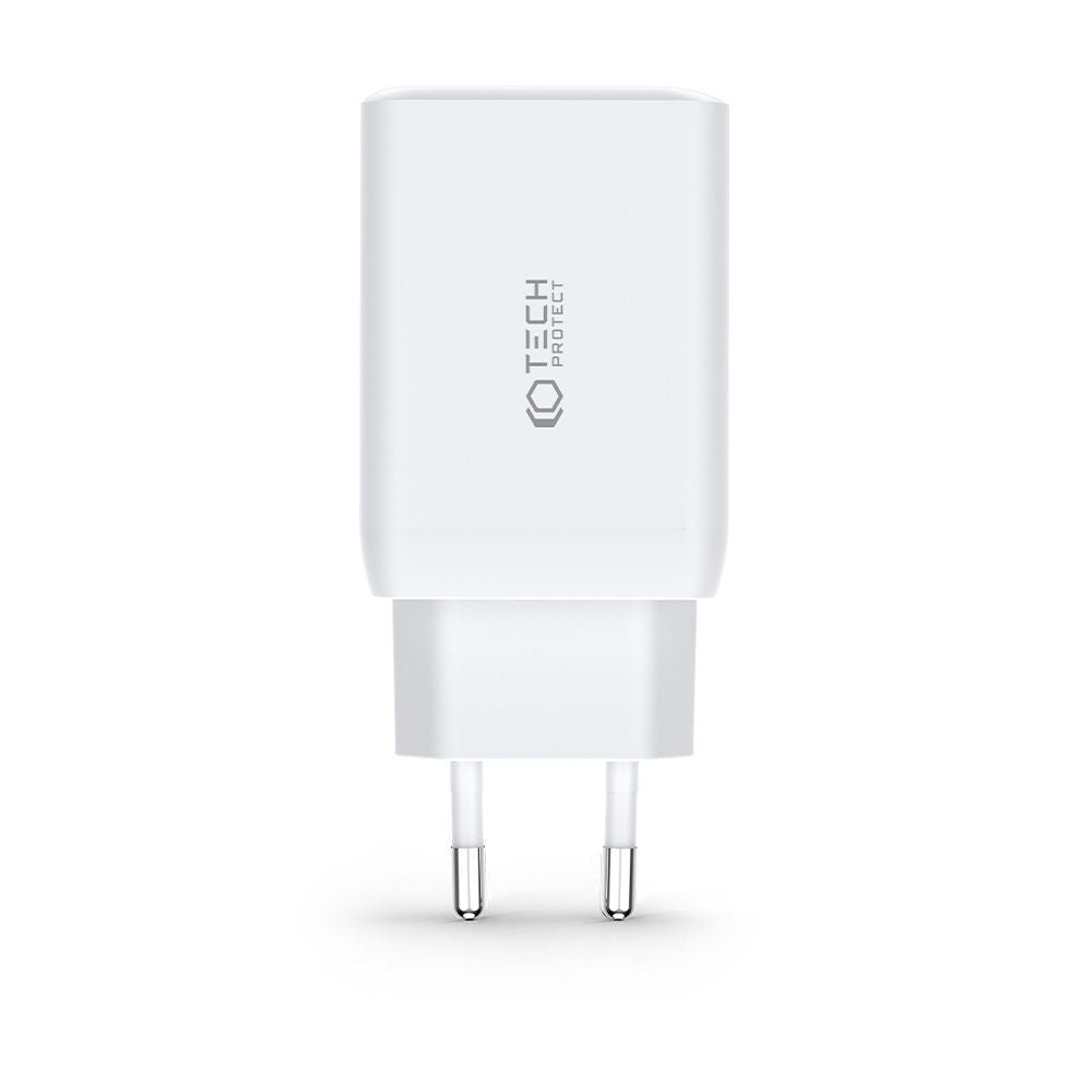 SIEŤOVÁ NABÍJAČKA NA MOBIL A TABLET TECH-PROTECT C65W 3-PORT NETWORK CHARGER PD65W/QC3.0 WHITE