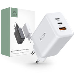 SIEŤOVÁ NABÍJAČKA NA MOBIL A TABLET TECH-PROTECT C65W 3-PORT NETWORK CHARGER PD65W/QC3.0 WHITE