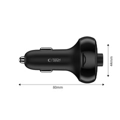 TECH-PROTECT CC06 3-PORT AUTO PUNJAČ PD72W + FM BLUETOOTH TRANSMITER CRNI