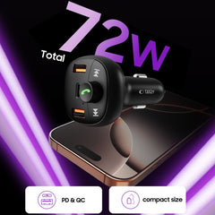 TECH-PROTECT CC06 3-PORT AUTO PUNJAČ PD72W + FM BLUETOOTH TRANSMITER CRNI