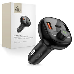 TECH-PROTECT CC06 3-PORT AUTO PUNJAČ PD72W + FM BLUETOOTH TRANSMITER CRNI