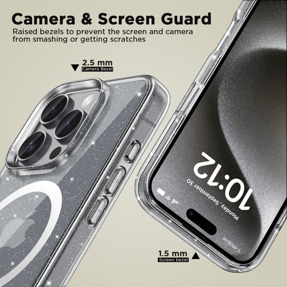 KRYT NA IPHONE 16 PRO TECH-PROTECT FLEXAIR HYBRID MAGSAFE GLITTER