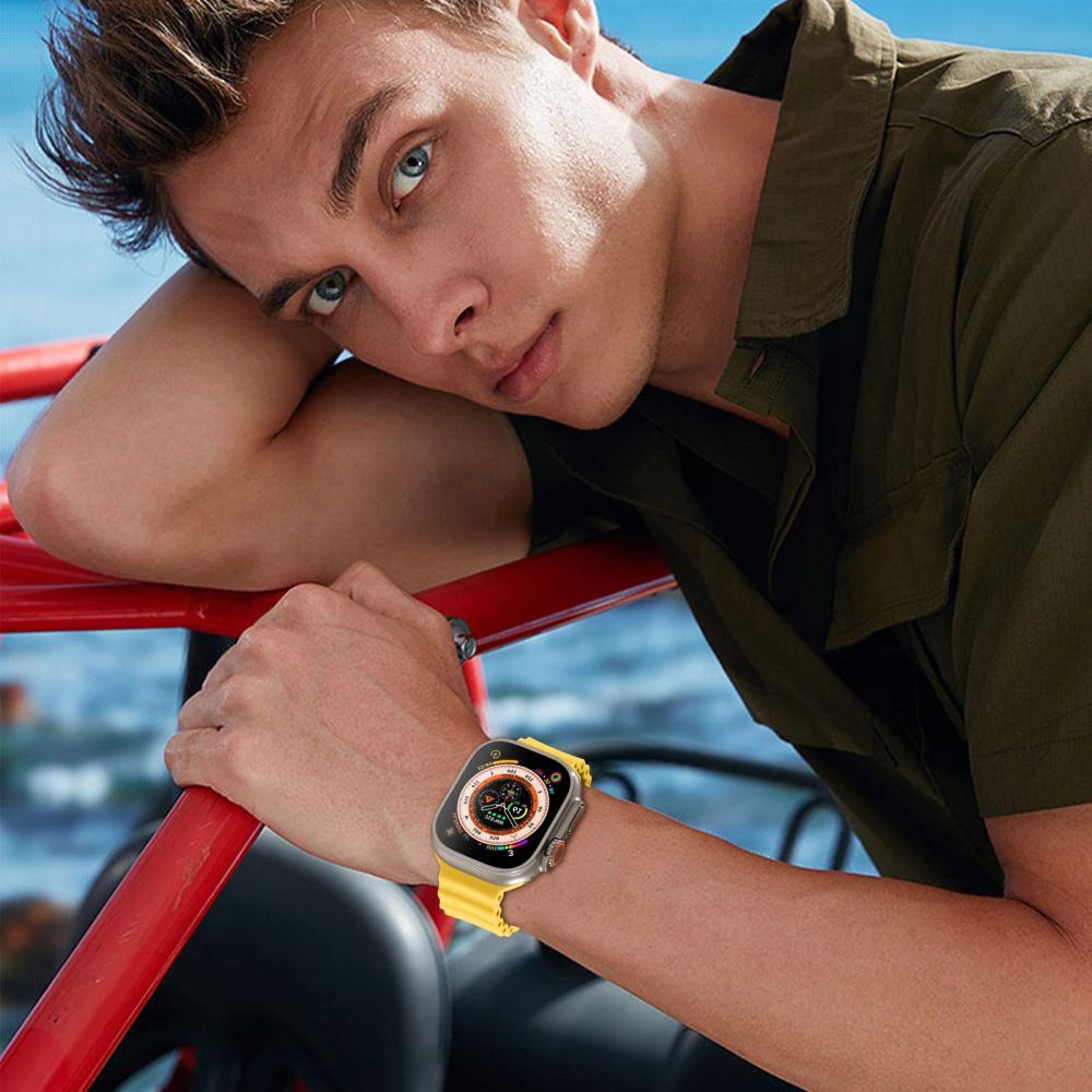 REMIENOK DOOP ICONBAND PRO APPLE WATCH 6 / 7 / 8 / 9 / 10 / SE / ULTRA 1 / 2 (44 / 45 / 46 / 49 MM) BLACK/ORANGE