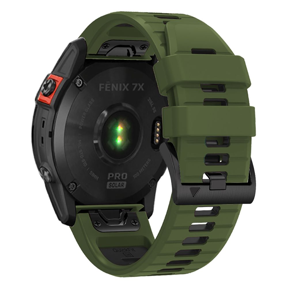 SILIKÓNOVÝ REMIENOK NA GARMIN 26MM FENIX 3 / 5X / 3HR / 5X PLUS / 6X / 6X PRO / 7X ENDURO EXPLORER PRO ARMY GREEN / BLACK