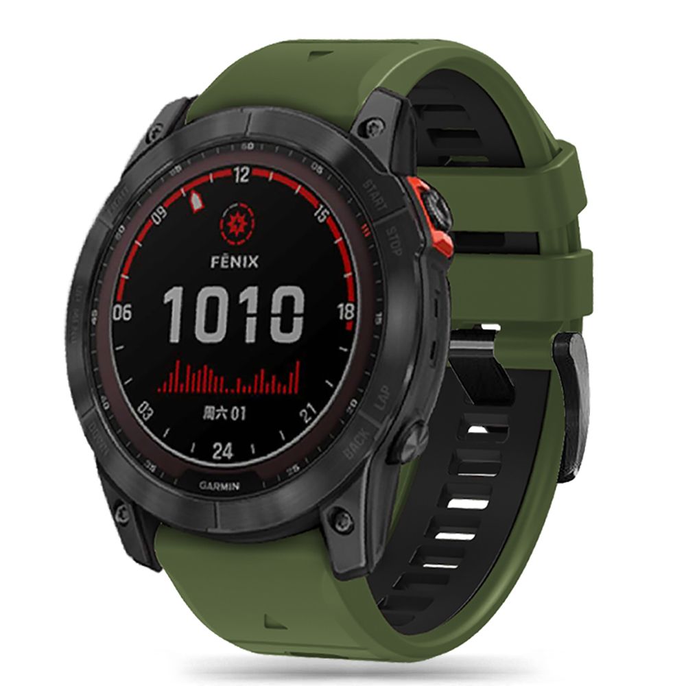 SILIKÓNOVÝ REMIENOK NA GARMIN 26MM FENIX 3 / 5X / 3HR / 5X PLUS / 6X / 6X PRO / 7X ENDURO EXPLORER PRO ARMY GREEN / BLACK