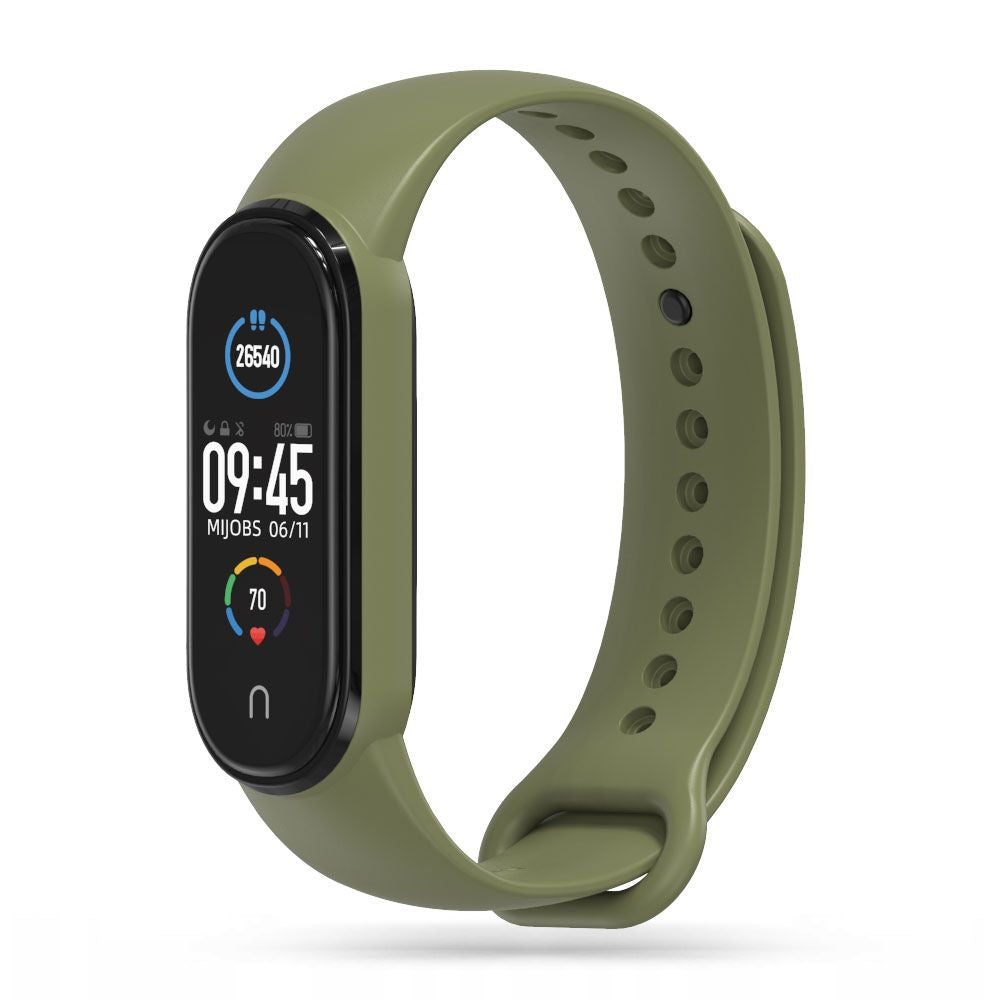 SILIKÓNOVÝ REMIENOK NA XIAOMI MI BAND 5 / 6 / 6 NFC / 7 HEYBAND ICON MILITARY GREEN