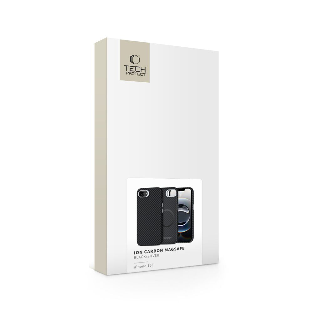 TECH-PROTECT ION CARBON MAGSAFE IPHONE 16E BLACK/SILVER